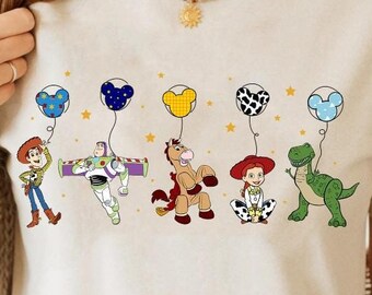 Balloon Toy Story Friends Matching Shirts, Toy Story Characters Shirt, Buzz Lightyear, Family Vacation, Vintage Character Group Matching