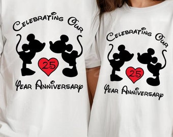 Celebrating Our Custom Year Anniversary Mouse Couple Shirts, Wedding Anniversary, Husband Wife Honeymoon Vacation, Matching Couples Shirt