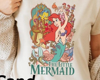 Little Mermaid Princess Matching Shirts, Vintage Little Mermaid Birthday Girls Shirt, Girls Trip Outfit, Family Vacation, Mermaid Characters