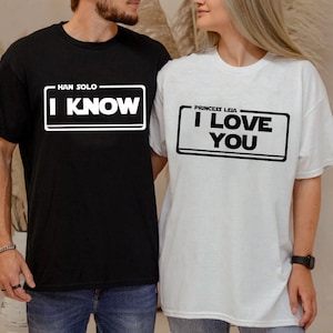 Starwar I Love You I Know Couple Unisex Shirts, Princess Leia Han Solo Valentine&#39;s Day Shirt Gift For Fan, Family Birthday Matching Shirt