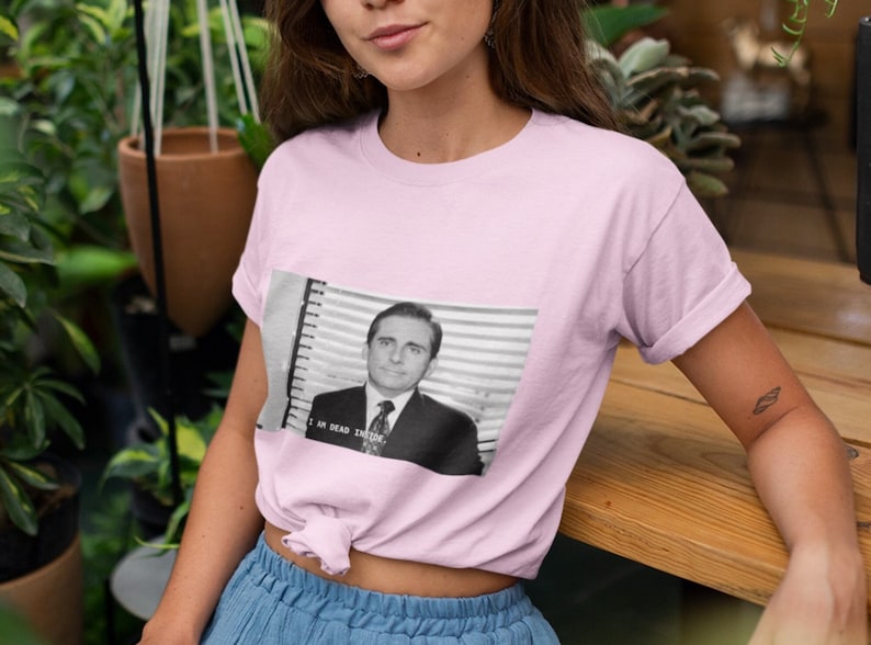Black and White Michael Scott I Am Dead Inside Shirts, The Office Saying Funny Shirt For Fan, Michael Scott Quotes, Office TV Show Shirt image 2