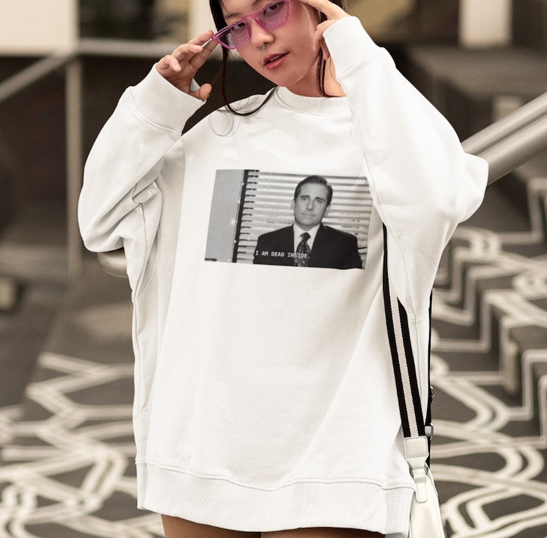 Black and White Michael Scott I Am Dead Inside Shirts, The Office Saying Funny Shirt For Fan, Michael Scott Quotes, Office TV Show Shirt image 4