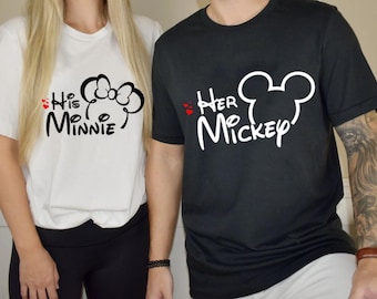 Heart His Minnie Her Mikey Matching Valentines Day Shirts, Mouse Couples Matching Shirts, Honeymoon Shirts, Matching Love Couples Shirt