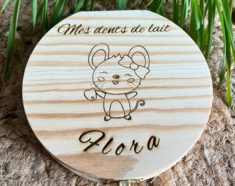 Personalized wooden baby tooth box – Handmade – Gift for a child, newborn, or christening