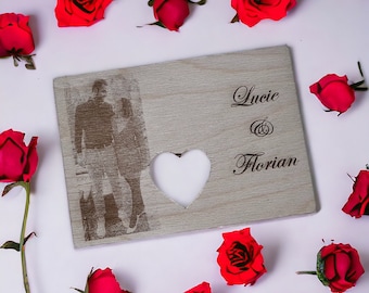 Carte en bois déclaration amour/ cadeau saint valentin / cadeau couple