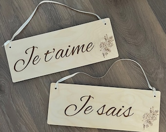 "I love you" and "I know" wedding chair signs, wooden sign, rustic wedding, wedding chair signs