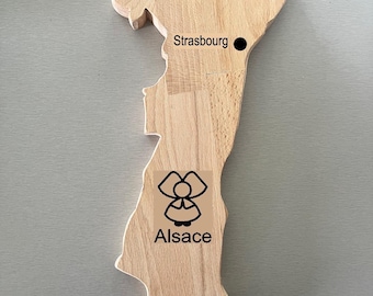 Planche Alsace en bois personnalisable, Planche à découper en bois gravée, cadeau de mariage personnalisé, cadeau d'anniversaire de planche