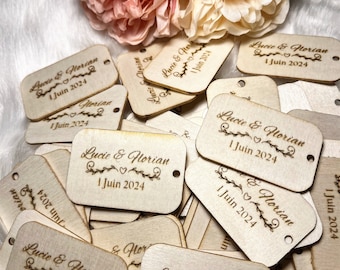 Personalized Wooden Wedding Favor Tags, Engraved Personalized Wedding Personalized Thank You Tags