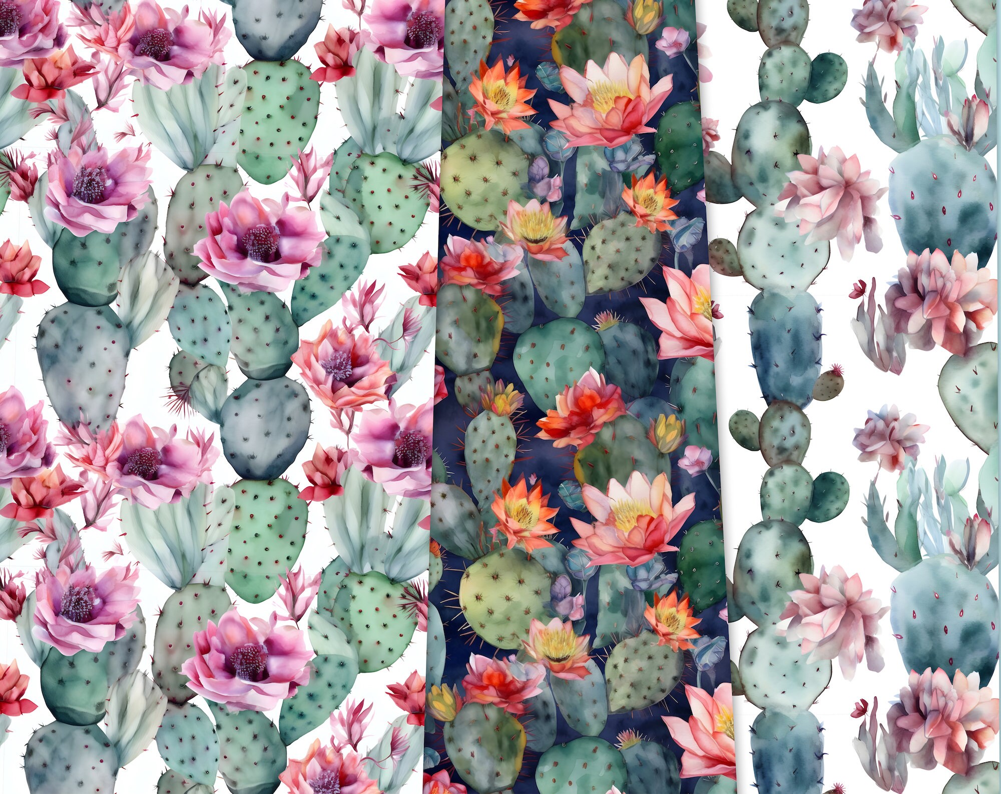 Cactus Pattern | Watercolor Cactus Clipart | Desert Cacti | 10 JPG ...