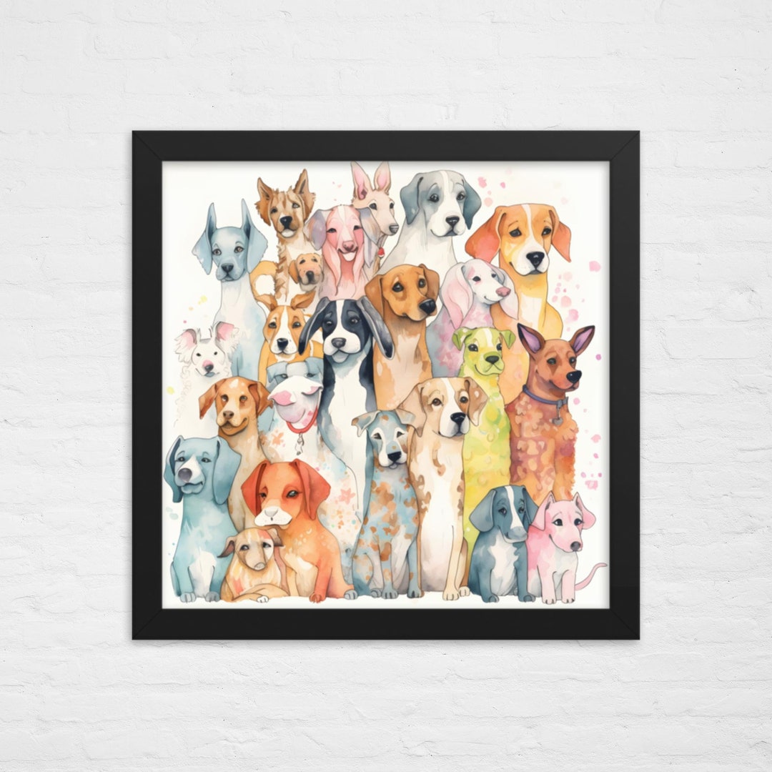Cute Dogs Wall Art Watercolor Dog Painting Pack of Etsy