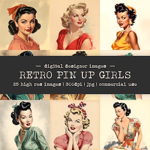 Pin up Princess Clipart | Vintage Clipart | Vintage Lady PNG | Retro Watercolor Clipart | Pin up Girls Clipart | Pin Up PNG | Commercial Use