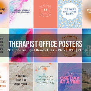 20 Therapist Signs, Therapy Bundle, Counseling Posters, School Psychologist Office Decor, Mental Health Poster Print