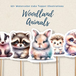 DRUCKBARE Waldtiere Herzstücke, Wald Babyparty, Waldtortenaufleger, Windeltorten, Waldausschnitte, Kuchendekor