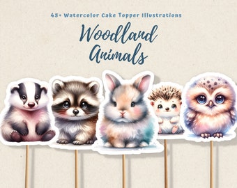 Centros de mesa IMPRIMIBLES de animales del bosque, baby shower del bosque, toppers de pastel del bosque, pasteles de pañales, recortes del bosque, decoración de pasteles