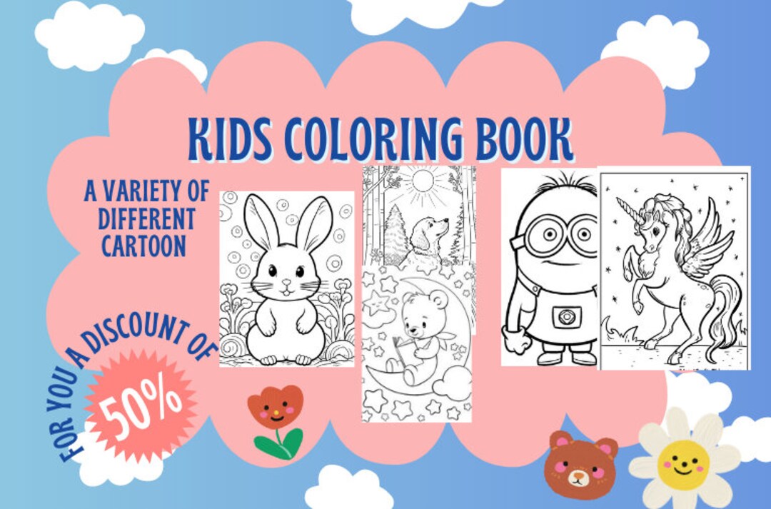 Kids Coloring Pages30 Pages Coloringcartoon Coloring Etsy kids-coloring-pages30-pages-coloringcartoon-coloring-etsy
