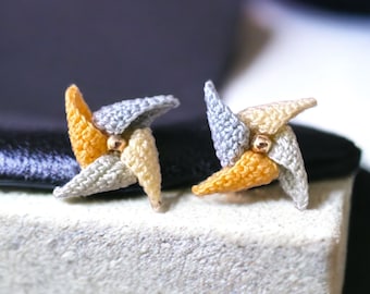 handcrafted pinwheel ear studs, a gift for pinwheel lovers, gift for birthday