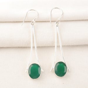 Green Onyx Earrings 925 Sterling Silver Earrings Very Pretty Gemstone Jewelry Antique Dangle Earrings Handmade Jewelry Gifts For Jewelry