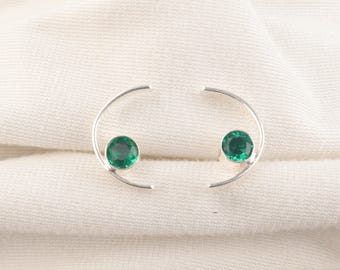 Emerald Sterling Silver Earrings: Handmade Bohemian Jewelry