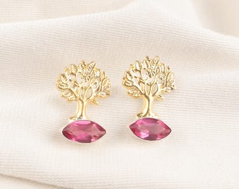 Pink Tourmaline Earrings: Sterling Silver Dangle, October Birthstone