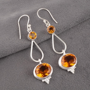 Citrine Earrings 925 Sterling Silver Earrings Citrine Gemstone Earrings Jewelry Handmade Earrings Citrine Jewelry Gift For Her