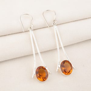 Citrine Earrings 925 Sterling Silver Earrings Yellow Citrine Gemstone Earrings Jewelry Handmade Earrings Citrine Jewelry Gift For Her