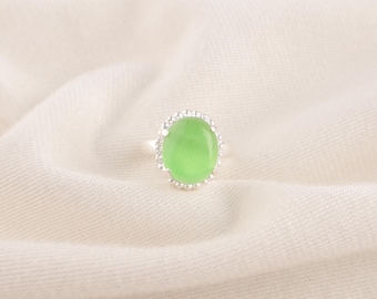 Grün Katzenauge Ring Handmade 925 Sterling Silber Schmuck Grüner Chrysoberyll Edelstein Ring