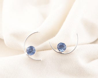 Handmade Tanzanite Dangle Earrings: 925 Sterling Silver, 6mm Round Stone
