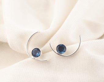 London Blue Topaz Earrings: 925 Sterling Silver Cabochon Stone