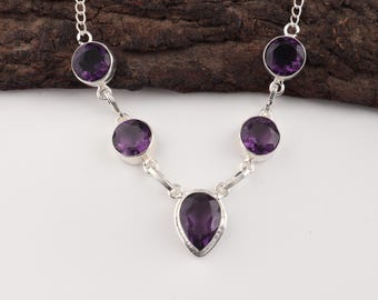 Amethyst Necklace Gift for Her Healing Crystal Jewelry, Wedding Gift