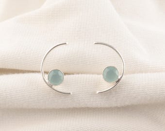 Aqua Chalcedony Earrings: Sterling Silver Artisan Jewelry