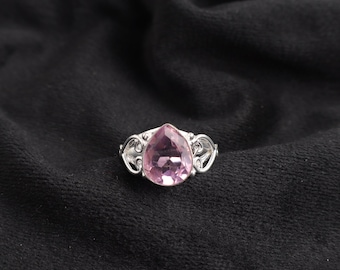 Rosa Kunzit Ring Rosa Kunzit Edelstein handgemachte 925 Sterling Silber Schmuck für Jahrestag Geschenk