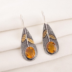 Citrine Earrings 925 Sterling Silver Earrings Citrine Gemstone Earrings Jewelry Handmade Earrings Yellow Citrine Jewelry Gift For Her