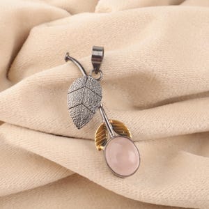 Rose Quartz Pendant 925 Sterling Silver Pendant Rose Quartz Gemstone Pendant Handmade Silver Jewelry Pink Rose Quartz Jewelry Gift For Her