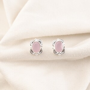 Pink Chalcedony Earrings, Handmade Bezel Dangle Earrings- 925 Sterling Silver Dainty Earrings For Women, Birthday Gift For Her