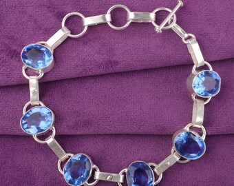 Tanzanite Bracelet: Oval Gemstone, 925 Sterling Silver, Handmade