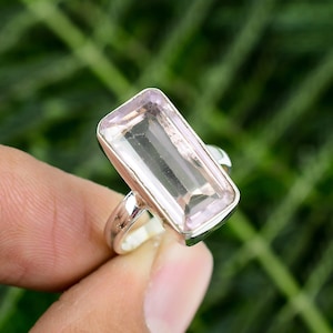 Pink Kunzite Ring Vintage Ring Gemstone Jewelry 925 Sterling Silver Ring Dainty Ring Silver Jewelry For Gift Available In Ring Size