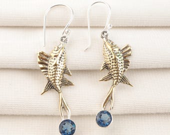 London Blue Topaz Earrings: 925 Sterling Silver, 6mm Round