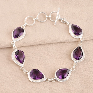 Amethyst Bracelet Amethyst Gemstone Handmade 925 Sterling Silver Bracelet Amethyst Bracelet For Gift Purple Amethyst Bracelet For Gift