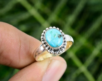 指輪・リング Sleeping Beauty Arizona Sleeping Beauty Turquoise Ring, Sterling Silver Band, Arizona