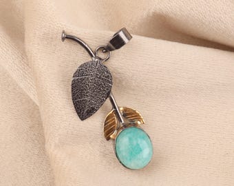 Amazonite Sterling Silver Pendant: Handmade Green Stone Jewelry