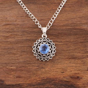 Handmade Tanzanite Pendant: Sterling Silver Necklace, Blue Crystal Gemstone