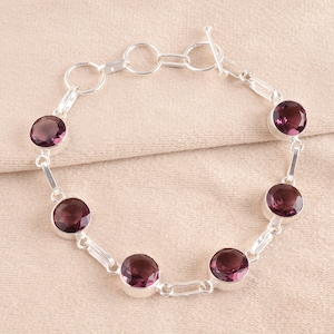 Pink Amethyst Gemstone Handmade 925 Sterling Silver Bracelets, Silver Bracelet, Pink Amethyst Bracelet For Women, Unisex Bracelet For Gift