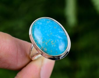 Handmade Hemimorphite Ring: 925 Sterling Silver, Oval Gemstone