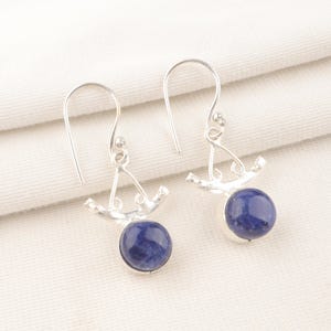 Sodalite Earrings 925 Sterling Silver Earrings Natural Sodalite Gemstone Earrings Jewelry Handmade Earrings Sodalite Jewelry Gift For Her