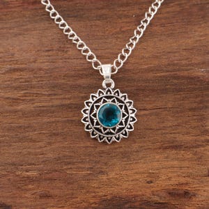 Blue Apatite Pendant: Handmade 925 Sterling Silver Round Gemstone