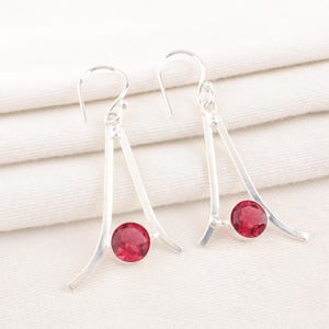 Rubellite Earrings: Sterling Silver Pink Gemstone Cabochons