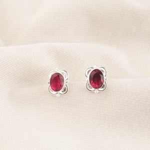Pink Tourmaline Stud Earrings: Oval Gemstone, 925 Sterling Silver