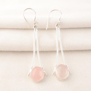 Rose Quartz Earrings 925 Sterling Silver Earrings Pink Rose Quartz Gemstone Earrings Jewelry Handmade Rose Quartz Jewelry Gift For Her