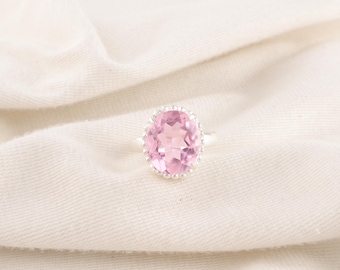 Kunzite Ring, 925 Sterling Silver Ring, Pink Kunzite Gemstone Ring Handmade Jewelry