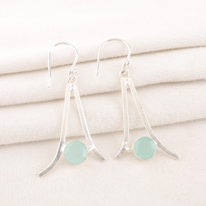 Aqua Chalcedony 925 Sterling Silver Earrings: Handmade Gemstone Jewelry
